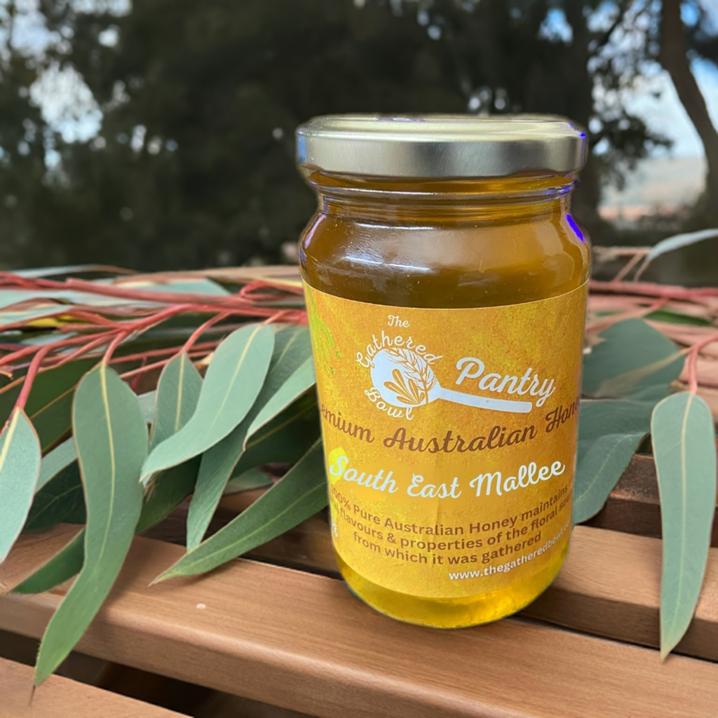 The Gathered Bowl's South Australian honey from the states South East. A delicious full flavoured honey