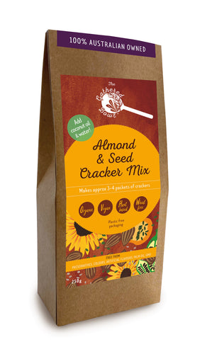 Almond and Seed Cracker Mix. Organic, Vegan, Plant Based Protein, Wheat Free, Plastic Free Packaging 