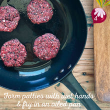 Load image into Gallery viewer, Beetroot, Dill and Lentil Pattie Mix made by The Gathered Bowl. Organic, Vegan, Vegetarian, Plant Based Protein, Wheat Free, Plastic Free Packaging, Nutrient Dense and made from Wholefoods. Just add water to the Mix, sit for 5 minutes then fry in a little oil. Some serving suggestions are Veggie burgers, in a wrap or as a tasty addition to a salad. www.thegatheredbowl.com.au 
